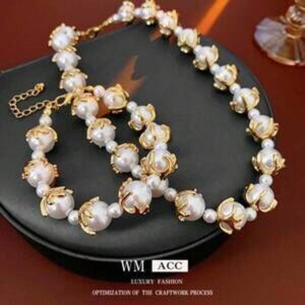 Flower Pearl French Vintage 2 Piece Set - Old World Charm, Flattering For V Neck